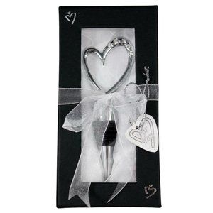 Fashioncraft Bottle Stopper Silver Tone Heart with Crystals New In Gift Box